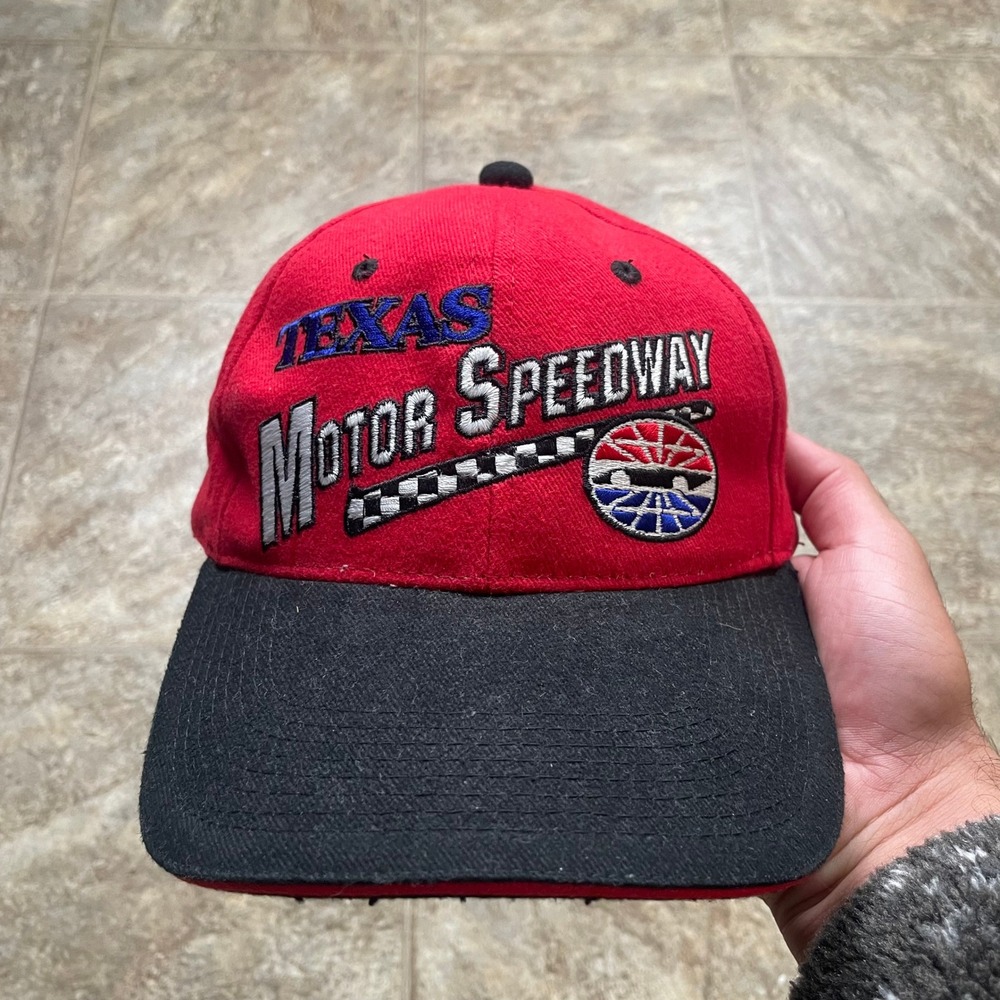 Vintage Texas Motor Speedway Racing Hat Red Black Adjustable Strapback Cap